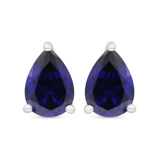 [EAR01SAP00000C360] Sterling Silver 925 Earring Rhodium Plated Embedded With Sapphire Corundum 