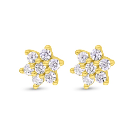 [EAR02WCZ00000C361] Sterling Silver 925 Earring Gold Plated Embedded With White Zircon