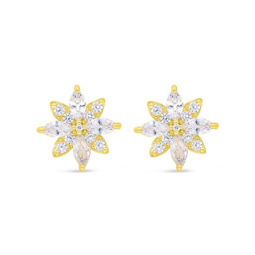 [EAR02WCZ00000C364] Sterling Silver 925 Earring Gold Plated Embedded With White Zircon