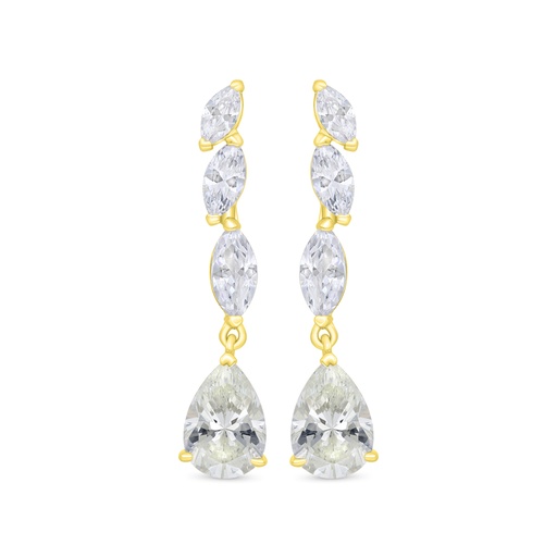 [EAR02CIT00WCZC365] Sterling Silver 925 Earring Gold Plated Embedded With Yellow Zircon And White Zircon