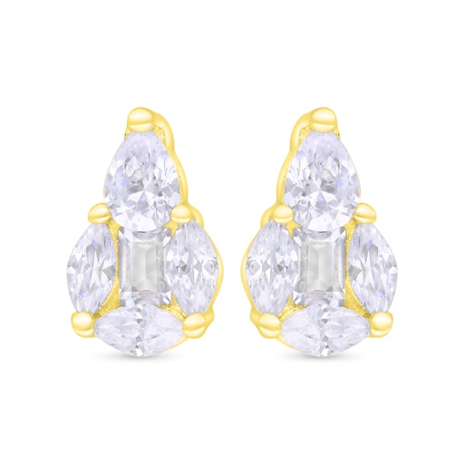 [EAR02WCZ00000C366] Sterling Silver 925 Earring Gold Plated Embedded With White Zircon