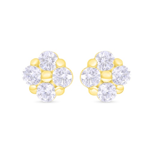 [EAR02WCZ00000C368] Sterling Silver 925 Earring Gold Plated Embedded With White Zircon