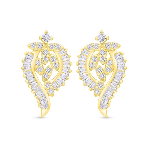 [EAR02WCZ00000C370] Sterling Silver 925 Earring Gold Plated Embedded With White Zircon