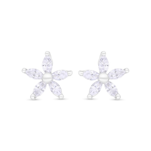 [EAR01WCZ00000C371] Sterling Silver 925 Earring Rhodium Plated Embedded With White Zircon