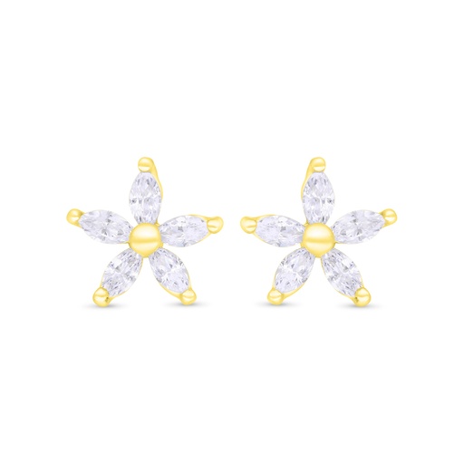 [EAR02WCZ00000C371] Sterling Silver 925 Earring Gold Plated Embedded With White Zircon