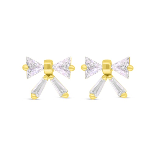 [EAR02WCZ00000C372] Sterling Silver 925 Earring Gold Plated Embedded With White Zircon