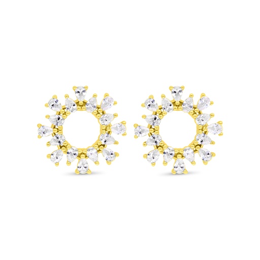 [EAR02WCZ00000C373] Sterling Silver 925 Earring Gold Plated Embedded With White Zircon