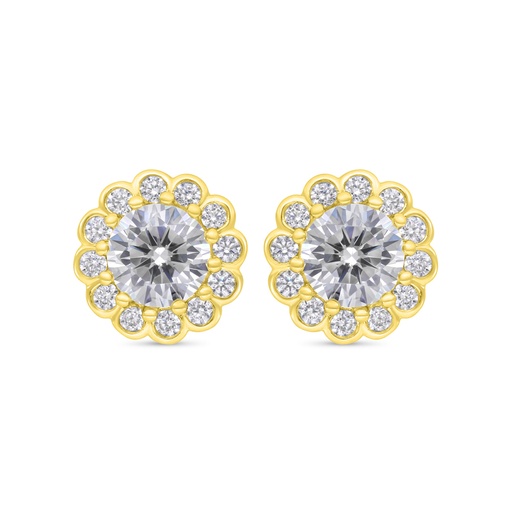 [EAR02WCZ00000B698] Sterling Silver 925 Earring Gold Plated Embedded With White Zircon