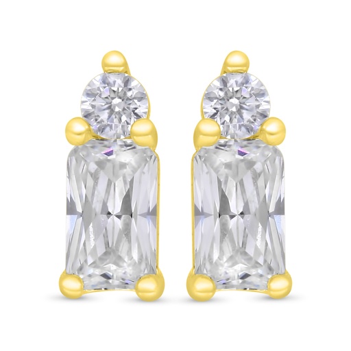[EAR02WCZ00000C374] Sterling Silver 925 Earring Gold Plated Embedded With White Zircon