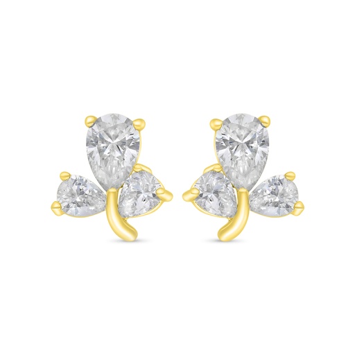 [EAR02WCZ00000C376] Sterling Silver 925 Earring Gold Plated Embedded With White Zircon
