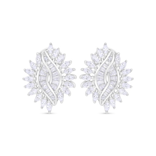 [EAR01WCZ00000C377] Sterling Silver 925 Earring Rhodium Plated Embedded With White Zircon