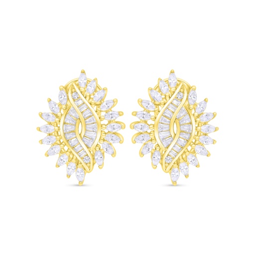 [EAR02WCZ00000C377] Sterling Silver 925 Earring Gold Plated Embedded With White Zircon