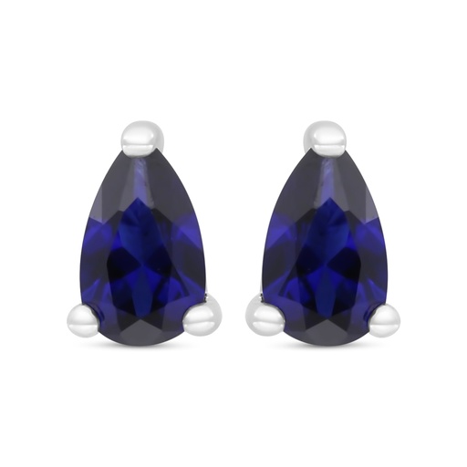 [EAR01SAP00000C378] Sterling Silver 925 Earring Rhodium Plated Embedded With Sapphire Corundum 
