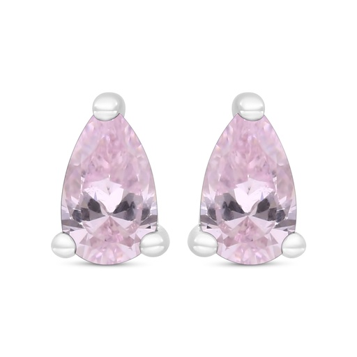[EAR01PIK00000C378] Sterling Silver 925 Earring Rhodium Plated Embedded With Pink Zircon 