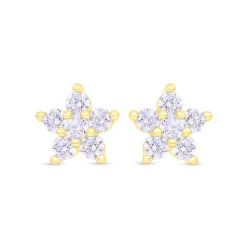 [EAR02WCZ00000C379] Sterling Silver 925 Earring Gold Plated Embedded With White Zircon