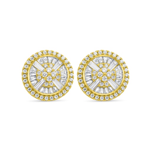 [EAR02WCZ00000C381] Sterling Silver 925 Earring Gold Plated Embedded With White Zircon