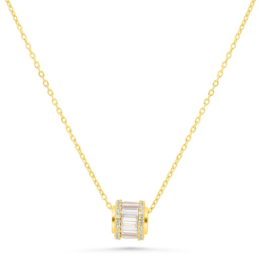 [NCL02WCZ00000B405] Sterling Silver 925 Necklace Gold Plated Embedded With White Zircon