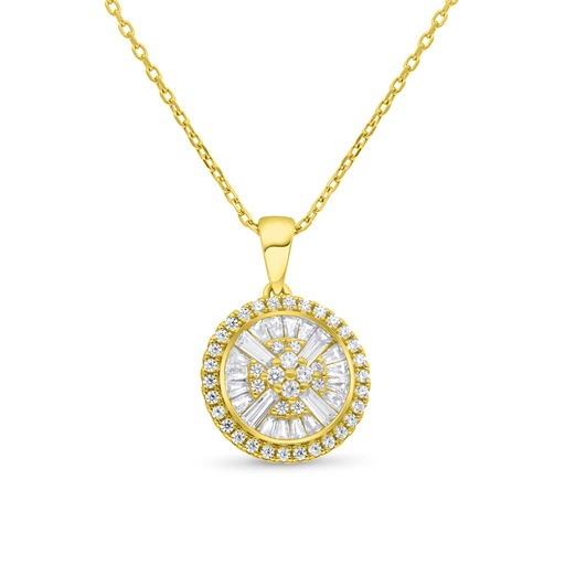 [NCL02WCZ00000B406] Sterling Silver 925 Necklace Gold Plated Embedded With White Zircon