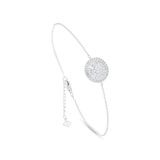 [BRC01WCZ00000B128] Sterling Silver 925 Bracelet Rhodium Plated Embedded With White Zircon