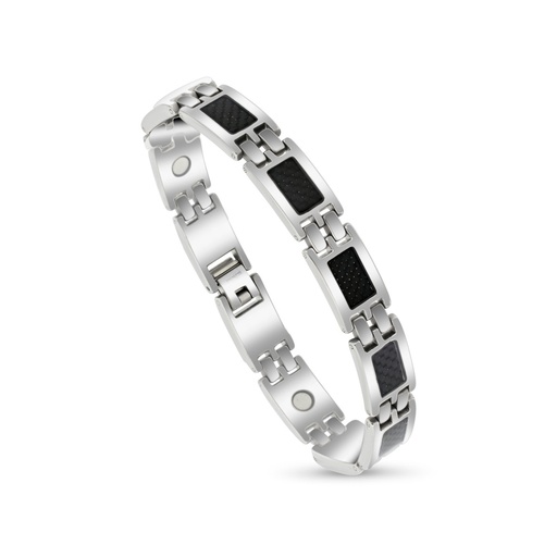 [BRC0900000000A158] Stainless Steel 316L Bracelet, Silver And Black Plated For Men