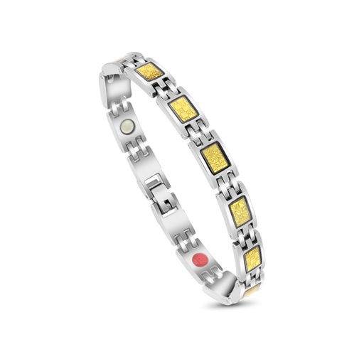 [BRC0900001000A159] Stainless Steel 316L Bracelet, Silver And Gold Plated For Men