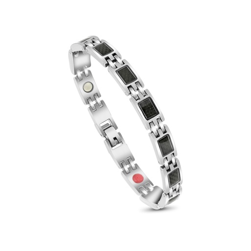 [BRC0900002000A159] Stainless Steel 316L Bracelet, Silver And Black Plated For Men