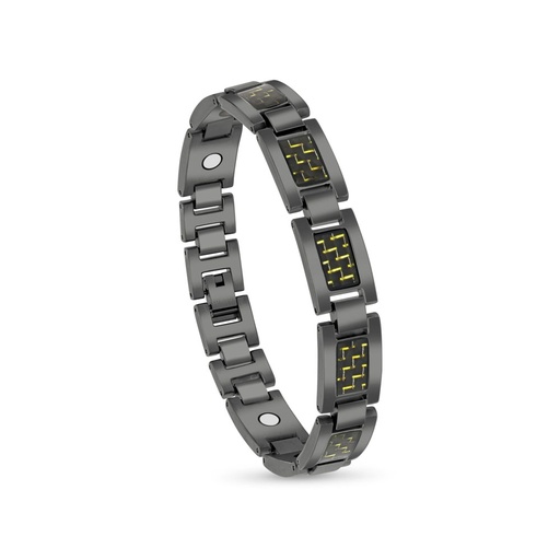 [BRC0900003000A194] Stainless Steel 316L Bracelet, Black And Yellow Plated For Men
