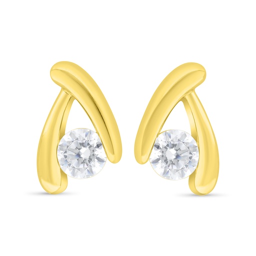 [EAR02WCZ00000C399] Sterling Silver 925 Earring Gold Plated Embedded With White Zircon