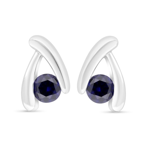 [EAR01SAP00000C399] Sterling Silver 925 Earring Rhodium Plated Embedded With Sapphire Corundum 