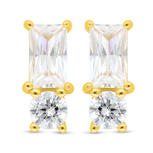 [EAR02WCZ00000C400] Sterling Silver 925 Earring Gold Plated Embedded With White Zircon