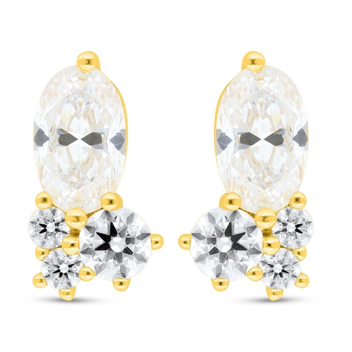 [EAR02WCZ00000C401] Sterling Silver 925 Earring Gold Plated Embedded With White Zircon