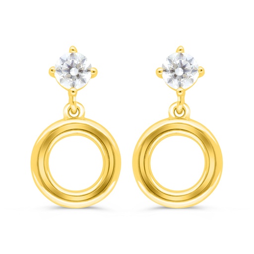 [EAR02WCZ00000C402] Sterling Silver 925 Earring Gold Plated Embedded With White Zircon