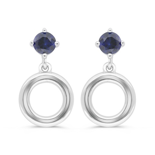 [EAR01SAP00000C402] Sterling Silver 925 Earring Rhodium Plated Embedded With Sapphire Corundum 