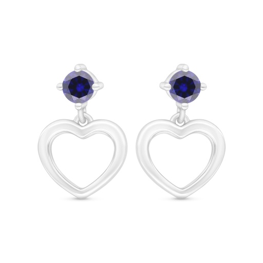 [EAR01SAP00000C403] Sterling Silver 925 Earring Rhodium Plated Embedded With Sapphire Corundum 