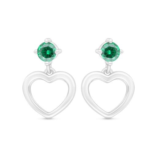 [EAR01EMR00000C403] Sterling Silver 925 Earring Rhodium Plated Embedded With Emerald Zircon