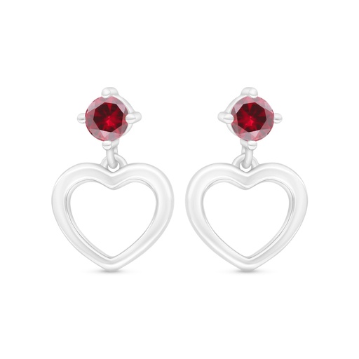 [EAR01RUB00000C403] Sterling Silver 925 Earring Rhodium Plated Embedded With Ruby Corundum