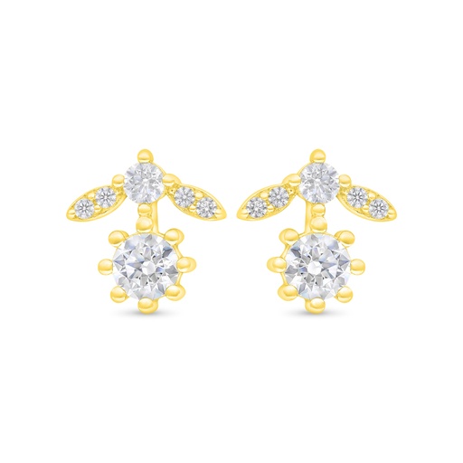 [EAR02WCZ00000C404] Sterling Silver 925 Earring Gold Plated Embedded With White Zircon