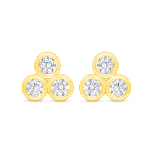 [EAR02WCZ00000C405] Sterling Silver 925 Earring Gold Plated Embedded With White Zircon
