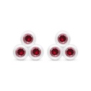 Sterling Silver 925 Earring Rhodium Plated Embedded With Ruby Corundum