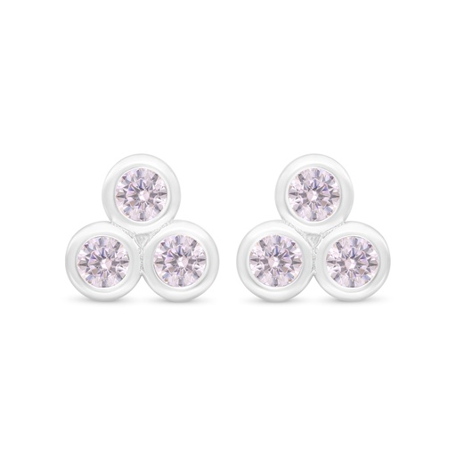[EAR01PIK00000C405] Sterling Silver 925 Earring Rhodium Plated Embedded With Pink Zircon