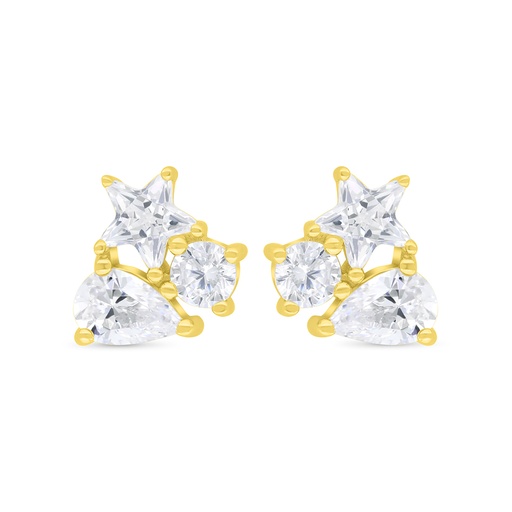 [EAR02WCZ00000C406] Sterling Silver 925 Earring Gold Plated Embedded With White Zircon