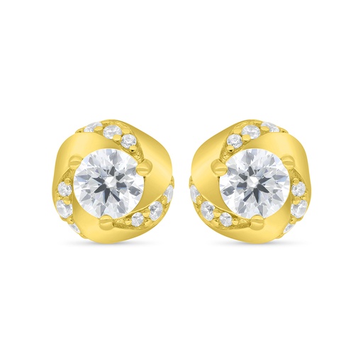 [EAR02WCZ00000C407] Sterling Silver 925 Earring Gold Plated Embedded With White Zircon