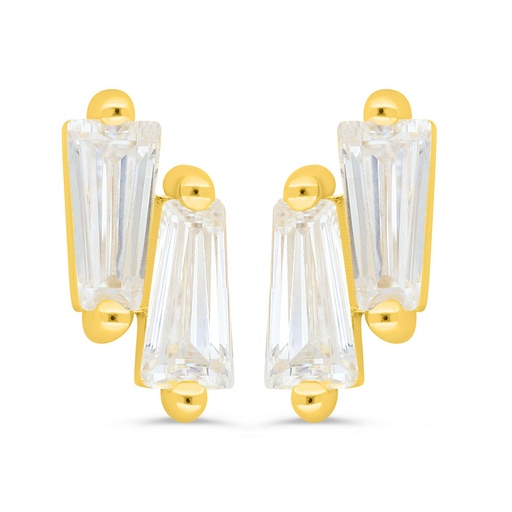 [EAR02WCZ00000C408] Sterling Silver 925 Earring Gold Plated Embedded With White Zircon