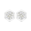 Sterling Silver 925 Earring Rhodium Plated Embedded With Yellow Zircon