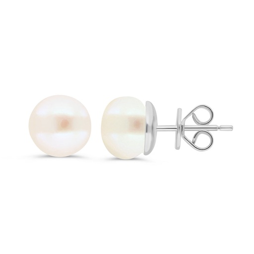 [EAR01PRL00000C426] Sterling Silver 925 Ring Rhodium Plated Embedded With White Shell Pearl 