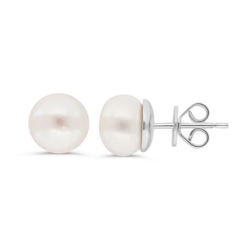[EAR01PRL00000C427] Sterling Silver 925 Ring Rhodium Plated Embedded With White Shell Pearl 