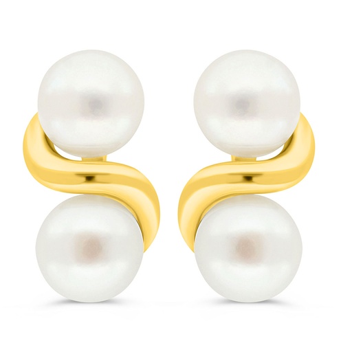 [EAR02PRL00000C429] Sterling Silver 925 Ring Golden Plated Embedded With White Shell Pearl 