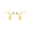 Sterling Silver 925 Earring Golden Plated Embedded With White Shell Pearl And White Zircon