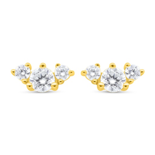 [EAR02WCZ00000C434] Sterling Silver 925 Earring Golden Plated Embedded With White Zircon