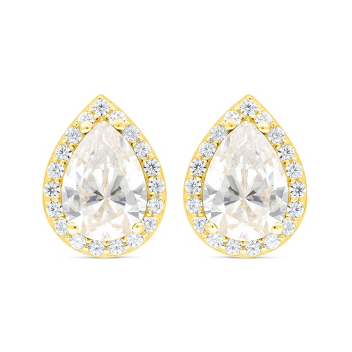 [EAR02WCZ00000C435] Sterling Silver 925 Earring Golden Plated Embedded With White Zircon